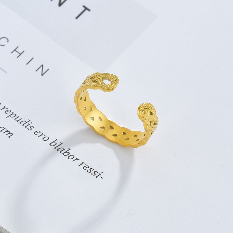 Vintage interweave adjustable ring in gold plating stainless steel