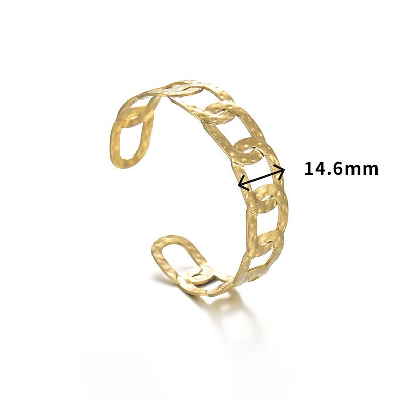 Hammered chian-link inspired cuff bracelet in stainless steel