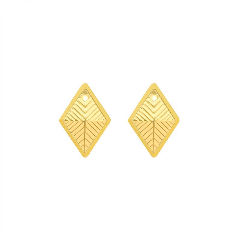Geometric rhombus aztec stud earrings in gold plated steel