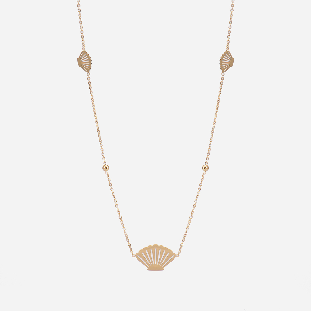 Naszyjnik celebrytka stal pozłacany z muszelkami seashell necklace