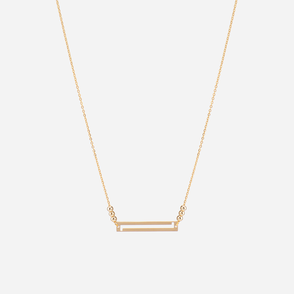 PVD gold coating minimalist horizontal bar choker necklace in surgical steel