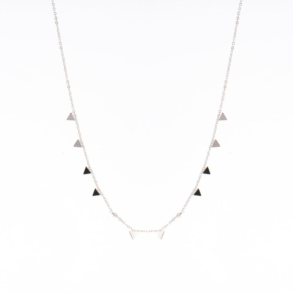 PVD gold coating stainless steel choker necklace with multi triangle charms