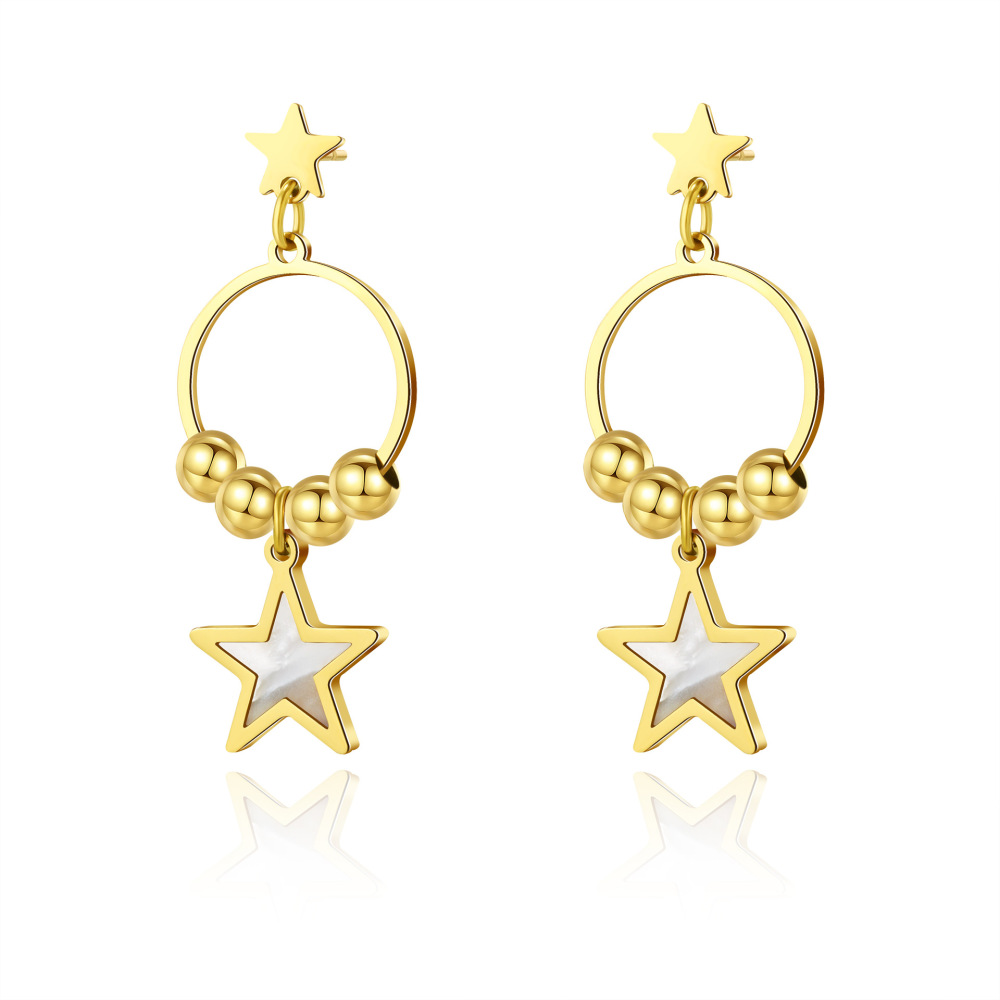 Retro Pentagram pendant STAINLESS STEEL STUD EARRINGS / Boucle d'oreilles en acier inoxydable