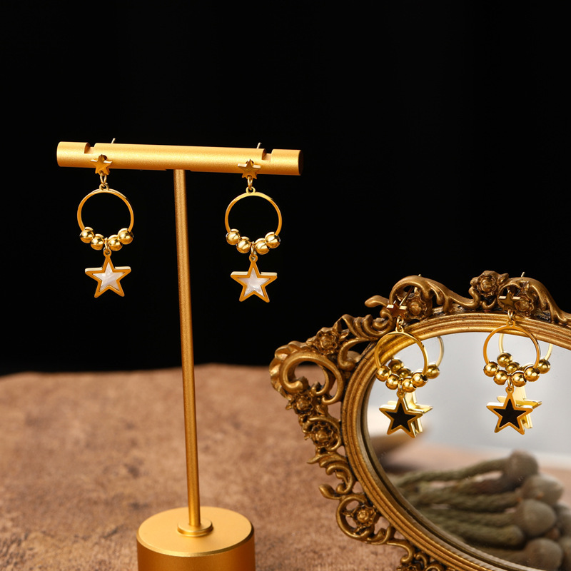 Retro Pentagram pendant STAINLESS STEEL STUD EARRINGS / Boucle d'oreilles en acier inoxydable