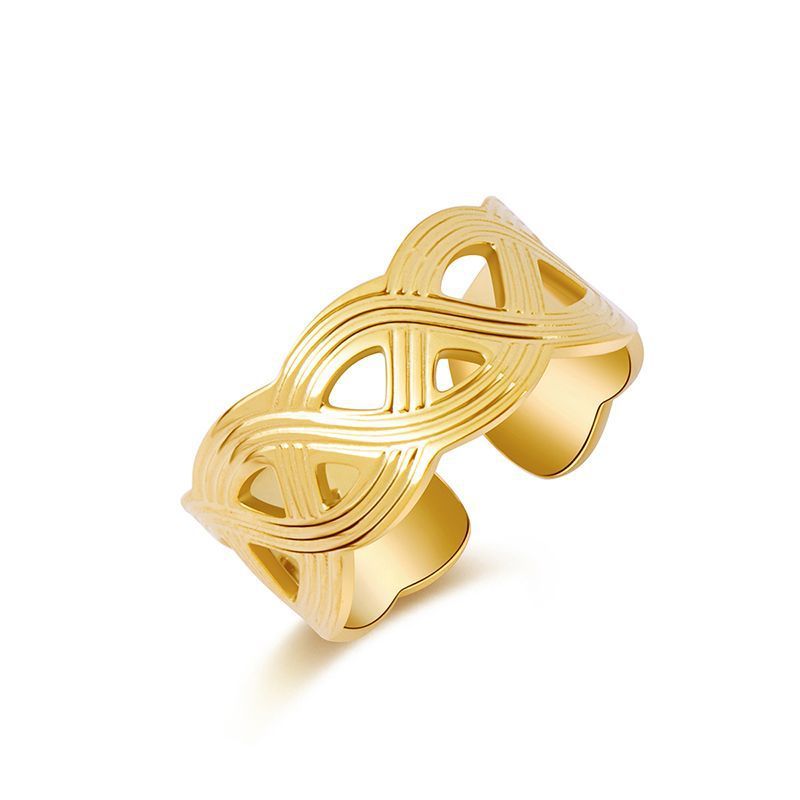 Elegant Texture Hollow Out STAINLESS STEEL OPEN RINGS / Bague en acier inoxydable