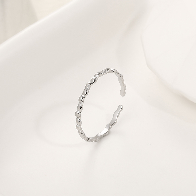 Minimalist Beaded STAINLESS STEEL OPEN RINGS / Bague en acier inoxydable