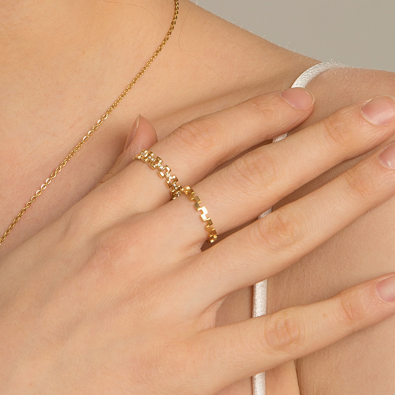 14k Gold Chain STAINLESS STEEL OPEN RINGS / Bague en acier inoxydable