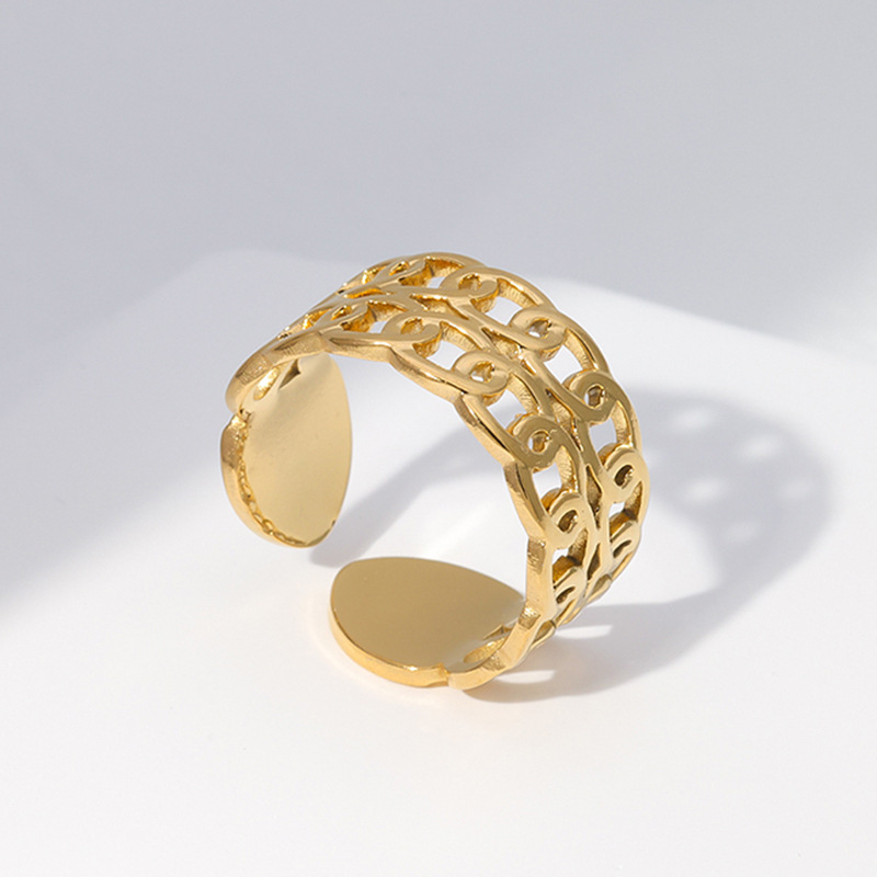 Double Layer Chain Link Stainless Steel Adjustable Opening ring / Bague réglable en acier inoxydable