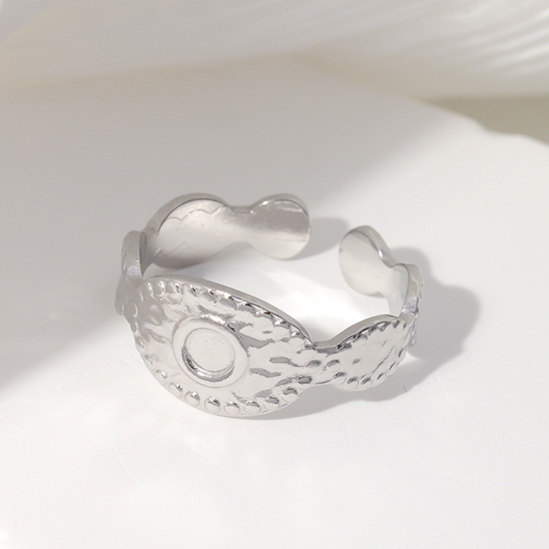 Vintage Eye Hammer Grain Stainless Steel Adjustable Opening ring / Bague réglable en acier inoxydable