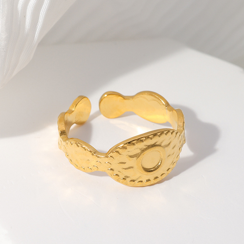Vintage Eye Hammer Grain Stainless Steel Adjustable Opening ring / Bague réglable en acier inoxydable