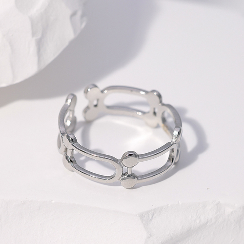 18k Gold and Silver Stainless Steel U-Link opening Adjustable ring / Bague réglable en acier inoxydable