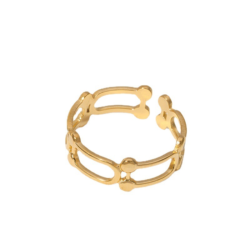 18k Gold and Silver Stainless Steel U-Link opening Adjustable ring / Bague réglable en acier inoxydable