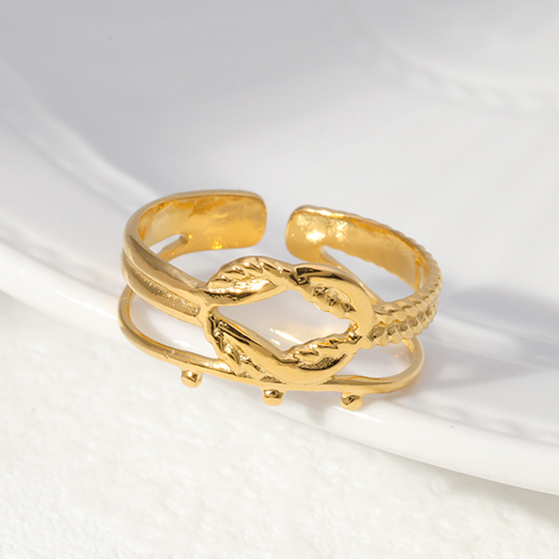 PVD Coating Stainless Steel Cross winding  Adjustable Ring / Bague réglable en acier inoxydable