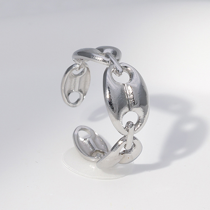 Fashion Stainless Steel Adjustable Coffee Bean Ring / Bague réglable en acier inoxydable