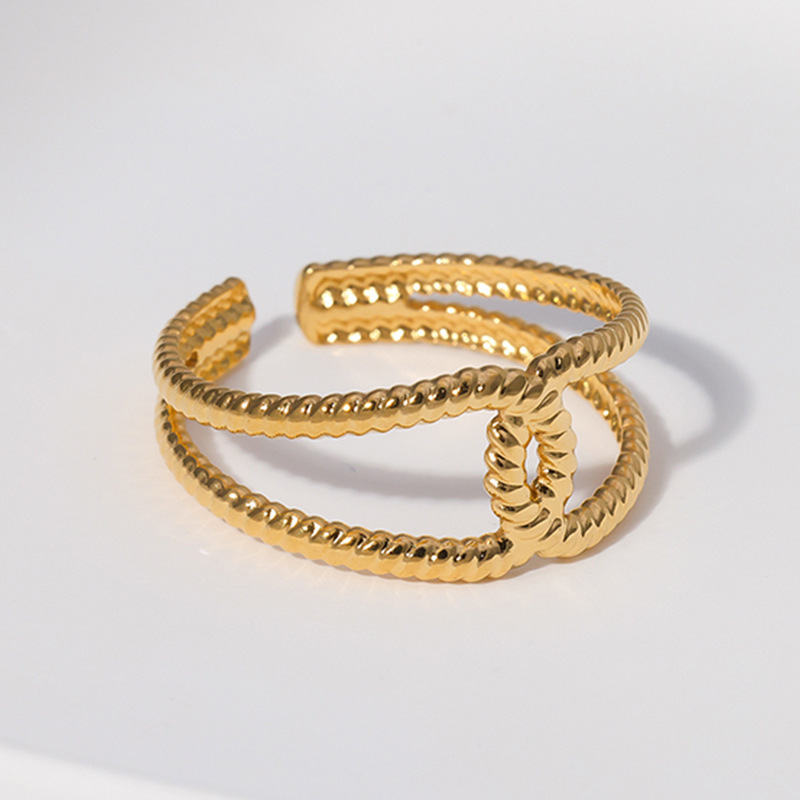 Retro Stainless Steel Twisted Rope Adjustable Ring / Bague réglable en acier inoxydable