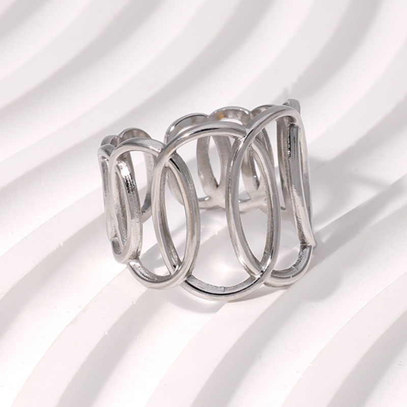 Trendy Wholesale 18K Gold Plated Stainless Steel Jewelry Hollow Opening Ring