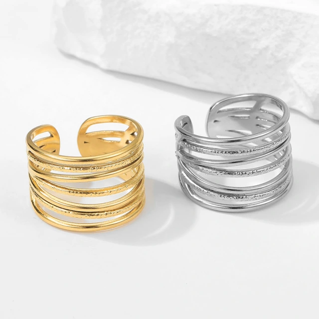 Wholesale 316l Stainless Steel C-Shaped Line Multi-layer Opening Rings