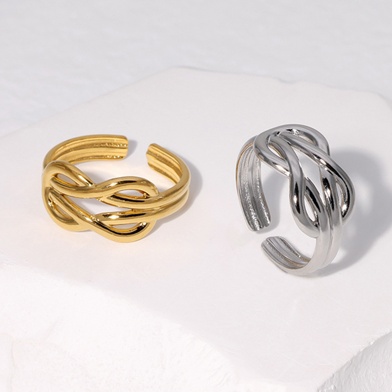 18k Gold Plated Stainless Steel Cross infinite Opening Rings