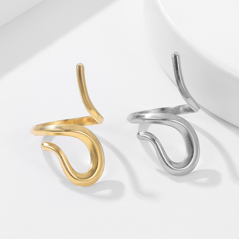 PVD Stainless Steel Jewelry With Irregular Wire Winding Ring