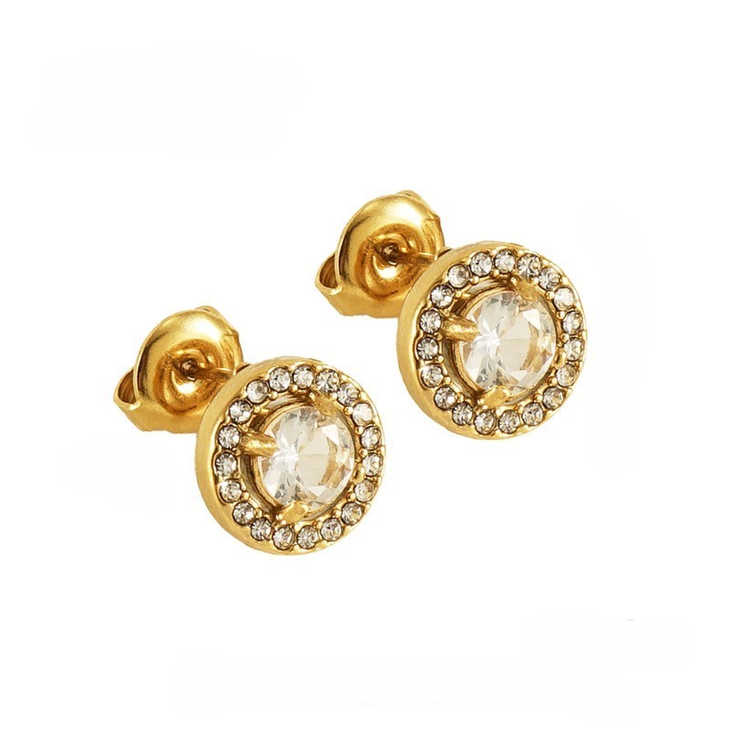 Luxury Hypoallergenic Stainless Steel Halo Stud Earrings