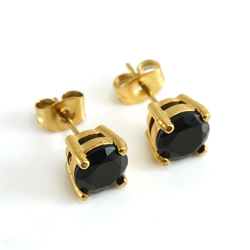 Simple Style Zircon 316L Stainless Steel Stud Earrings