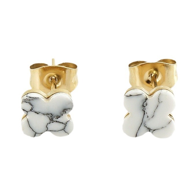 Personalized Marble Flower Stainless Steel Stud Earrings