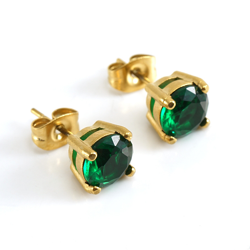 Simple Style Zircon 316L Stainless Steel Stud Earrings