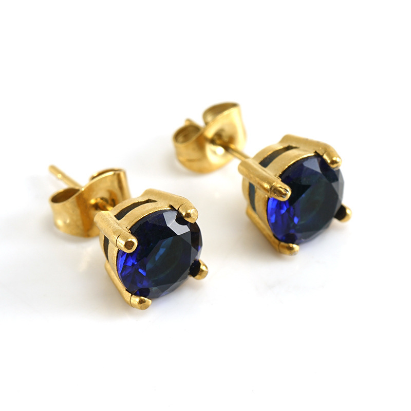 Simple Style Zircon 316L Stainless Steel Stud Earrings