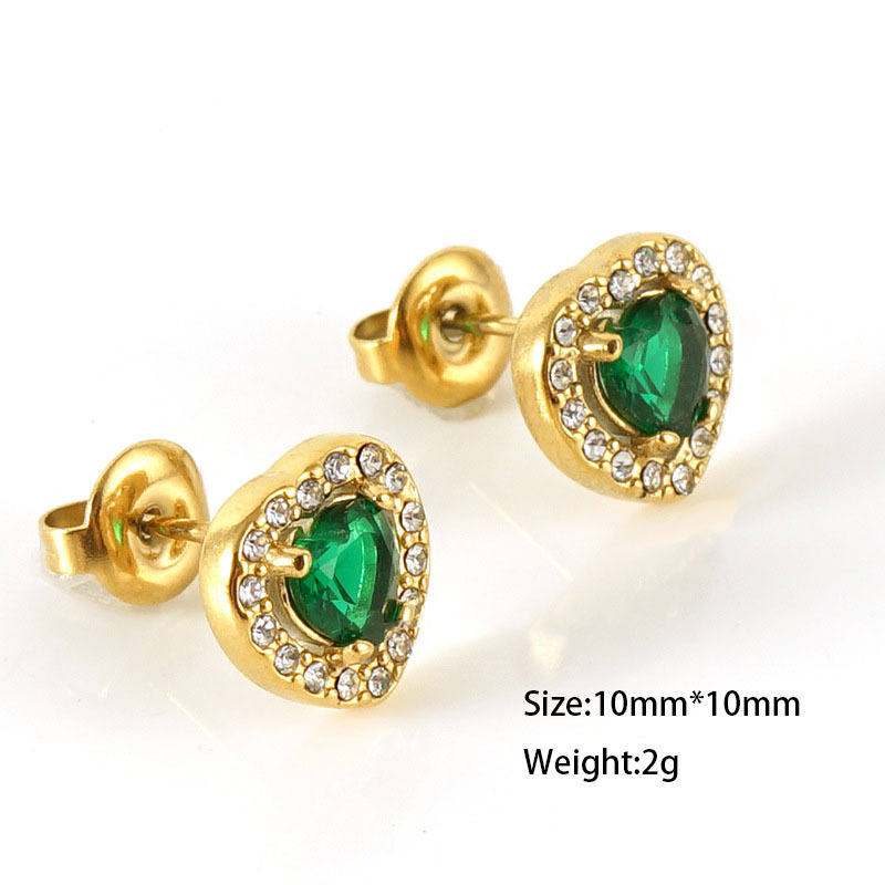 Romantic Stainless Steel Heart-Shaped Halo Stud Earrings