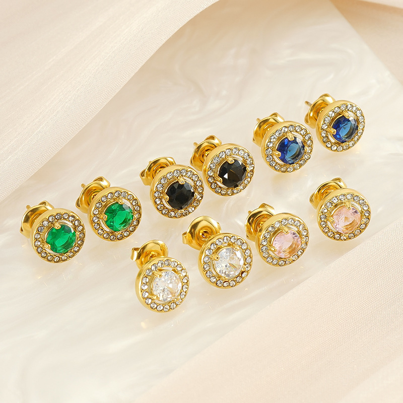 Luxury Hypoallergenic Stainless Steel Halo Stud Earrings
