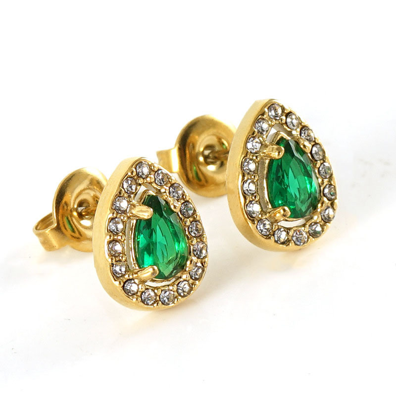 Elegant Drop Halo Stainless Steel Stud Earrings