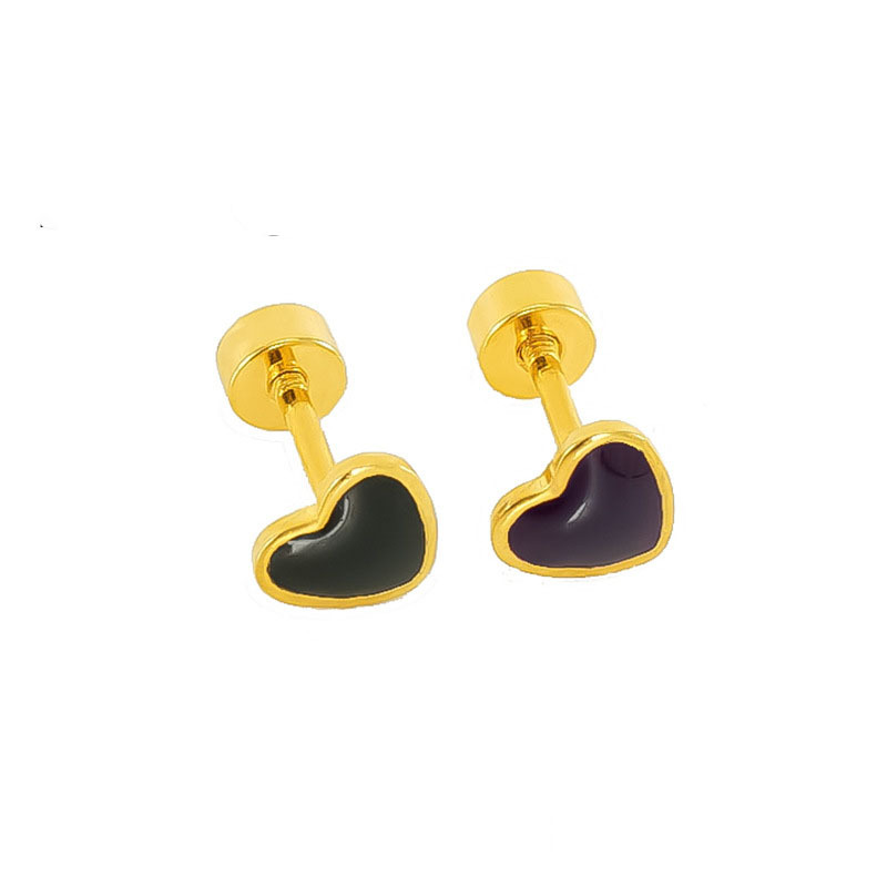 Delicate Heart Enamel 316L Stainless Steel Stud Earrings