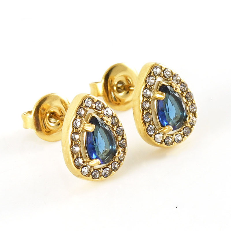 Elegant Drop Halo Stainless Steel Stud Earrings