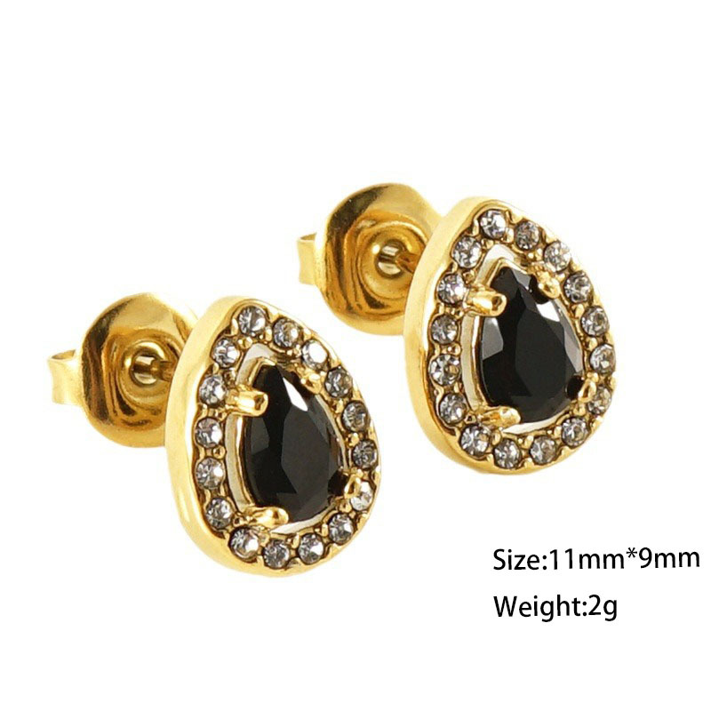 Elegant Drop Halo Stainless Steel Stud Earrings