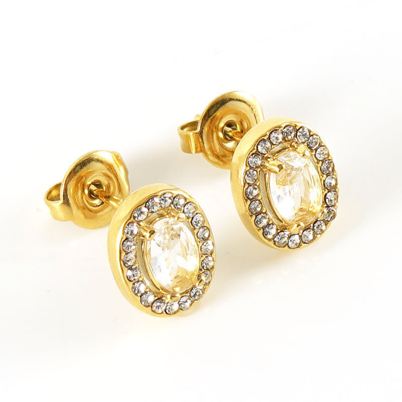 18K Gold 316L Stainless Steel Colors Zircon Stud Earrings