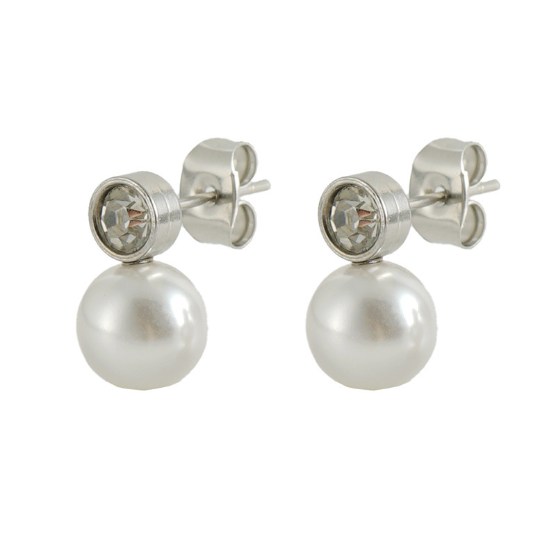 Morellato Pearl Stainless Steel Stud Earrings with Rhinestone
