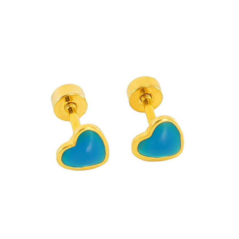 Delicate Heart Enamel 316L Stainless Steel Stud Earrings