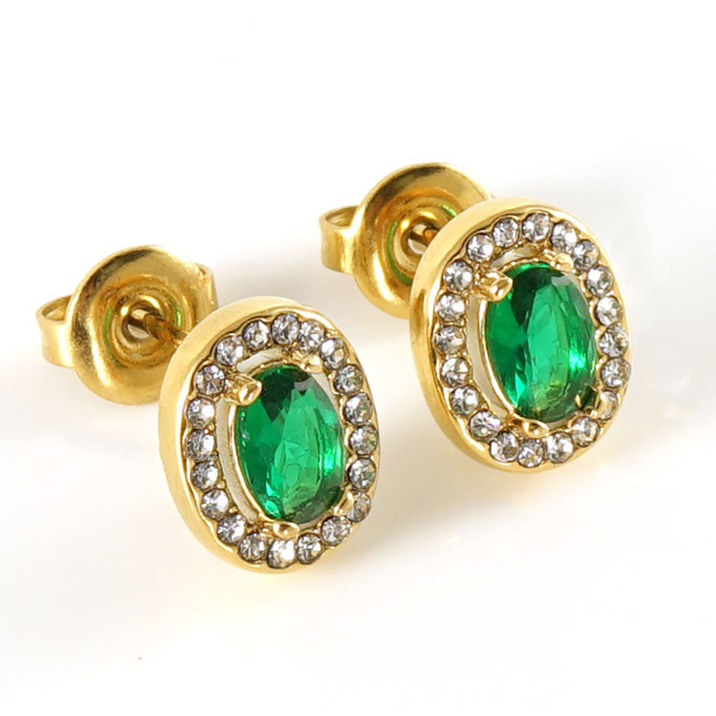 18K Gold 316L Stainless Steel Colors Zircon Stud Earrings