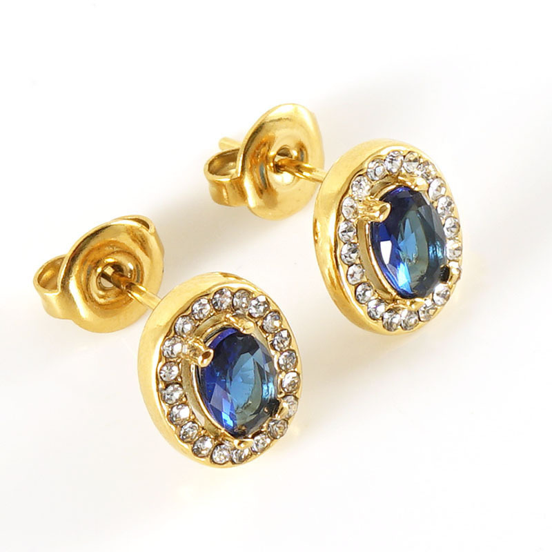 18K Gold 316L Stainless Steel Colors Zircon Stud Earrings