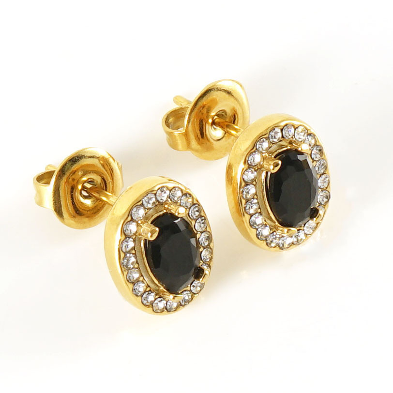 18K Gold 316L Stainless Steel Colors Zircon Stud Earrings