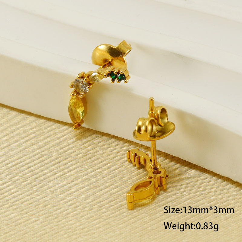 Colors Zircon  Cute Banana Stainless Steel Stud Earrings