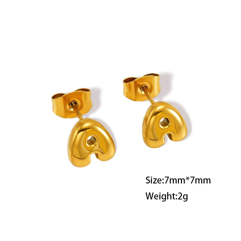 18K Gold Mini Bubble Letter Stainless steel Stud Earrings