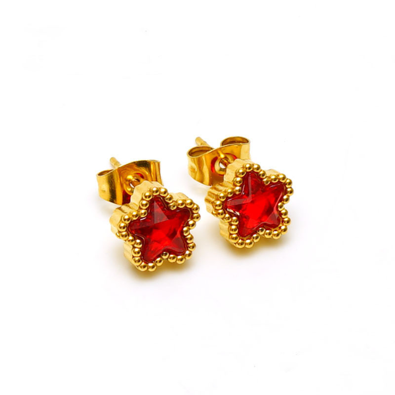 18k Gold Mini Star Zirconia Stainless Steel Stud Earrings