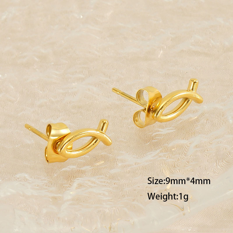 Exquisite Gold Plated Fish Stud Earrings Made of 316L Stainless steel
