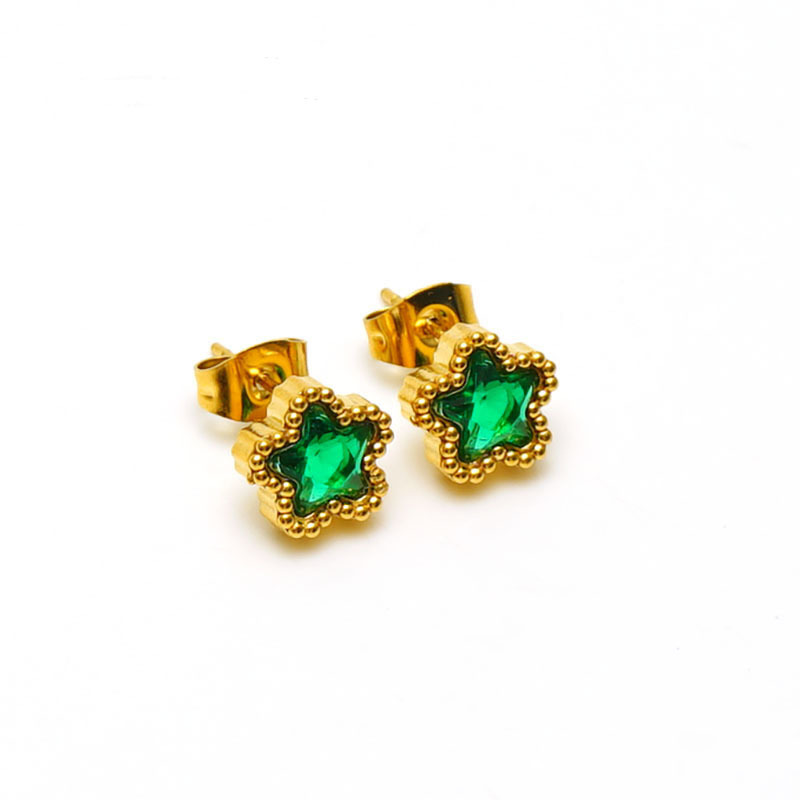18k Gold Mini Star Zirconia Stainless Steel Stud Earrings