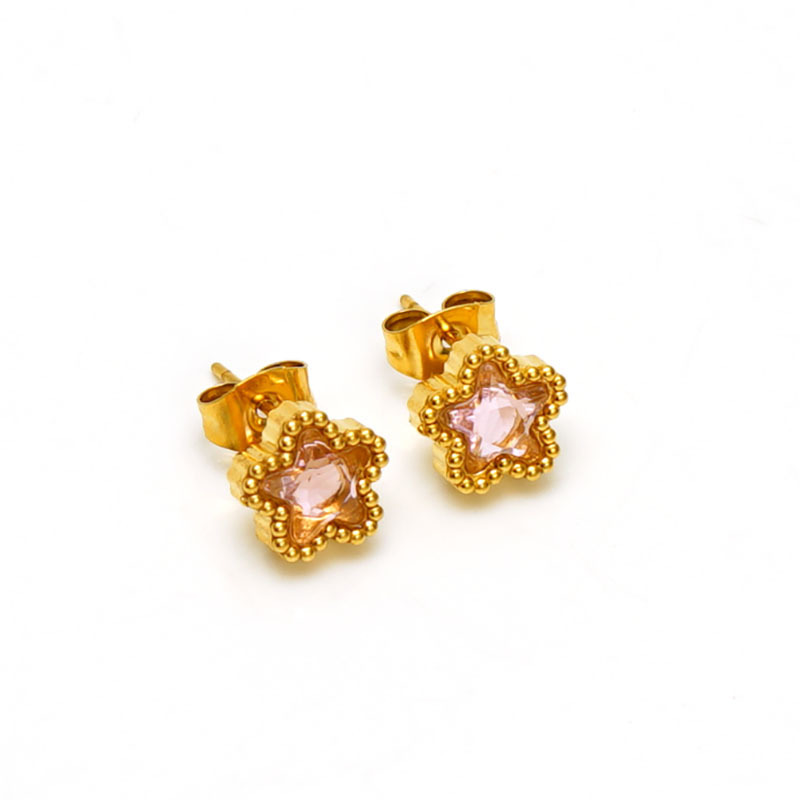 18k Gold Mini Star Zirconia Stainless Steel Stud Earrings