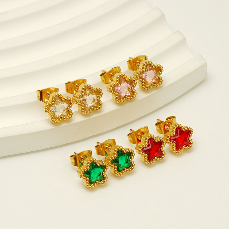 18k Gold Mini Star Zirconia Stainless Steel Stud Earrings