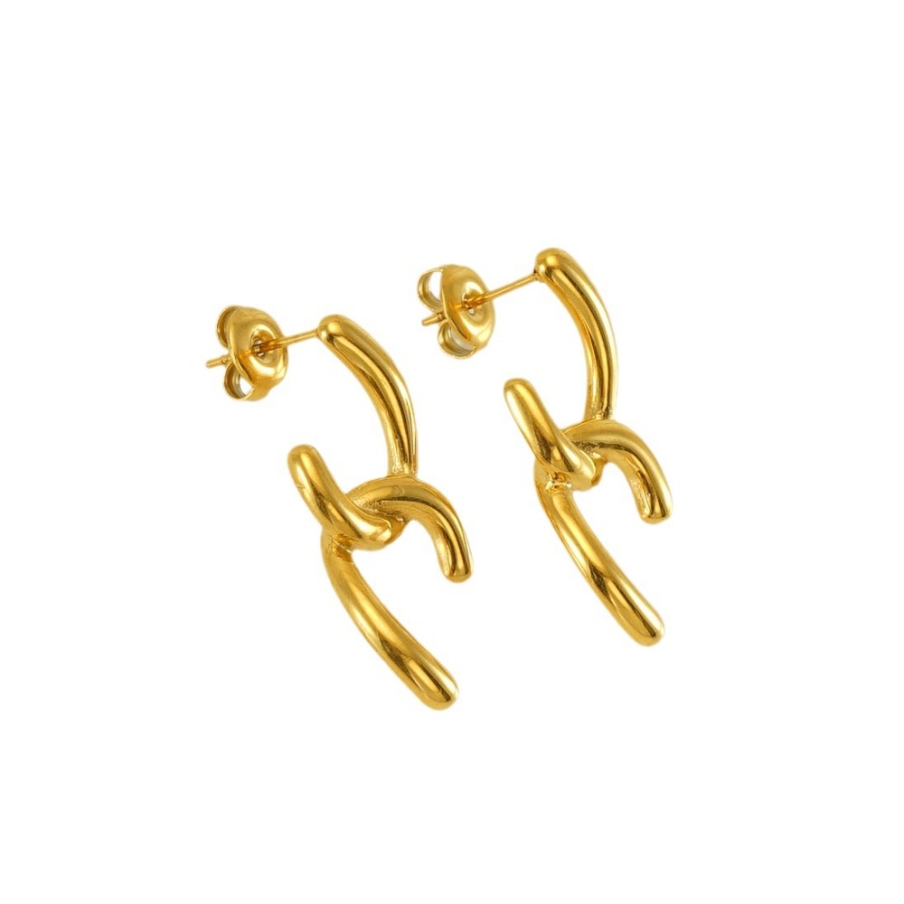 316L Bold Line Hanging Stainless Steel Stud Earrings