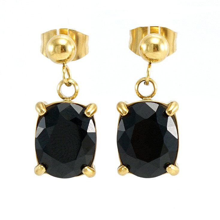18K Gold Earrings in OIval Shaped Cubic Zirconia Stainless Steel