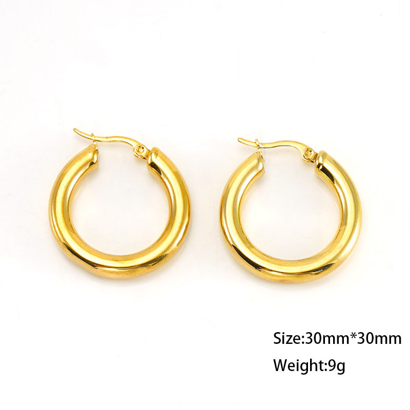 Simple PVD Plated 30mm&50mm Hoop Earrings in Stainless Steel
